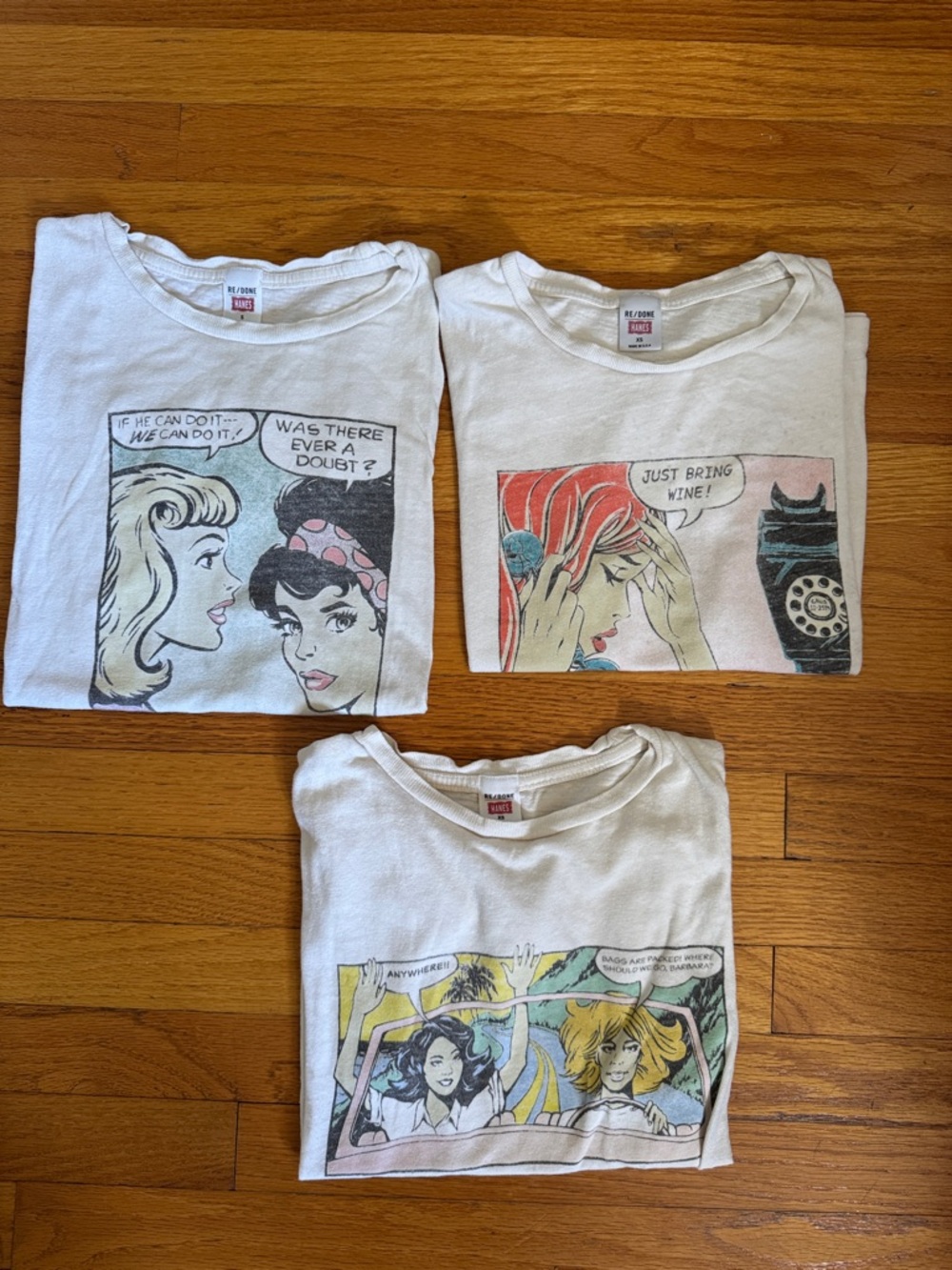 Hanes White Graphic Tee with Retro Comic Panel